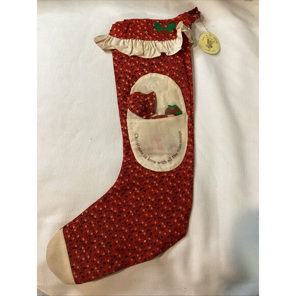 HOLLY HOBBIE Fabric Christmas Stocking Removable Doll American Greeting Tags - Picture 1 of 10